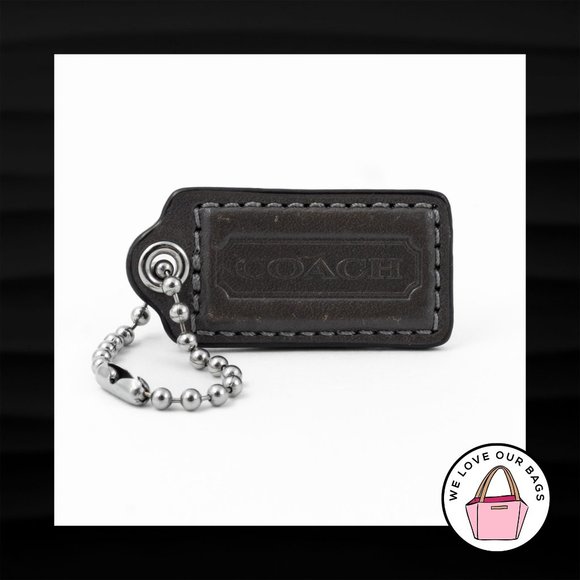 2" Medium COACH GREY GRAY LEATHER KEY FOB BAG CHARM KEYCHAIN HANGTAG TAG - Picture 1 of 1